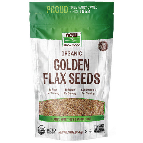Now Foods, Golden Flax Seeds Organic, 1 lb Now Foods