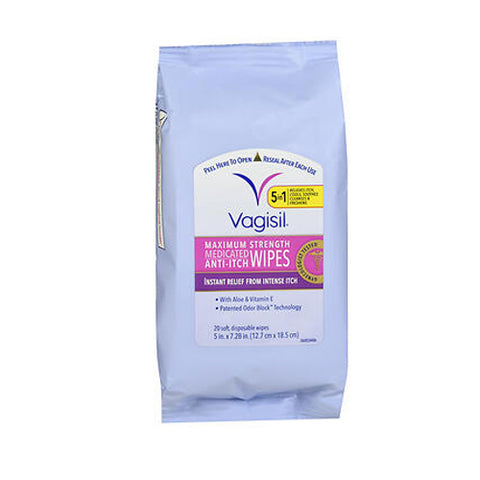 Vagisil, 1% Pramoxine Hydrochloride Medicated Anti-Itch Wipes Maximum Strength, 20 Count Vagisil