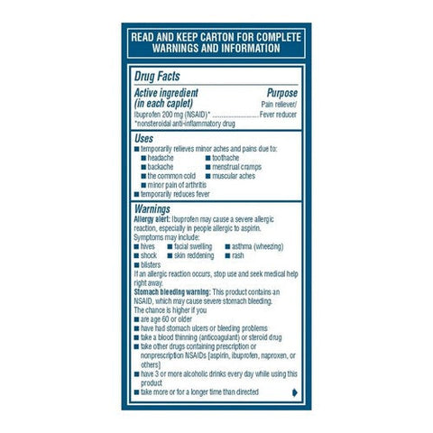 Advil, Ibuprofen Pain Reliever Fever Reducer, 200 mg, 100 Caplets Advil