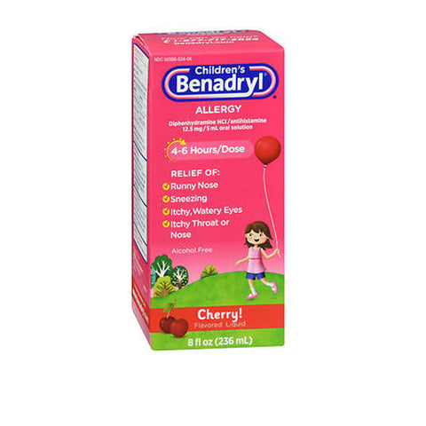 Benadryl, Children'S Allergy Diphenhydramine Hcl Antihistamine Liquid Cherry, 12.5 Mg, 8 Oz Benadryl