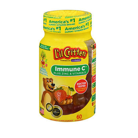 Kids Immune C Plus Zinc And Vitamin D Fruit 60 Gummies by Lil Critters